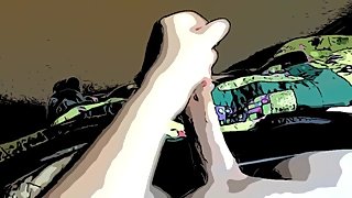 Fuzzy Cock Guy Rubs His Penis Over Underwear, Then Takes It Out - Cartoony