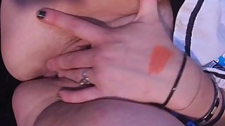 Teen fucks dildo till squirts