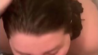 Teen takes dick down her throat in the shower